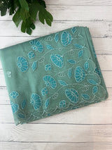 Viscose Organza saree with applique work-MSH103 GreenmixBlue