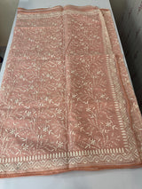 Netkota saree with chikankari embriodery work saree  MS11979 Peach