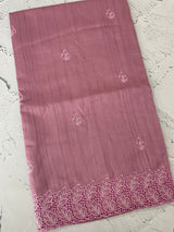 Semi tussar saree with cutwork MSHK566 OnionPink1