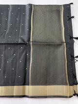 Tussar mix Semi silk saree with small buttas MSS8930 (black)