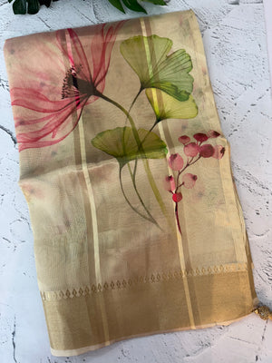 Tissue mix Semi silk saree with digital prints MSR691