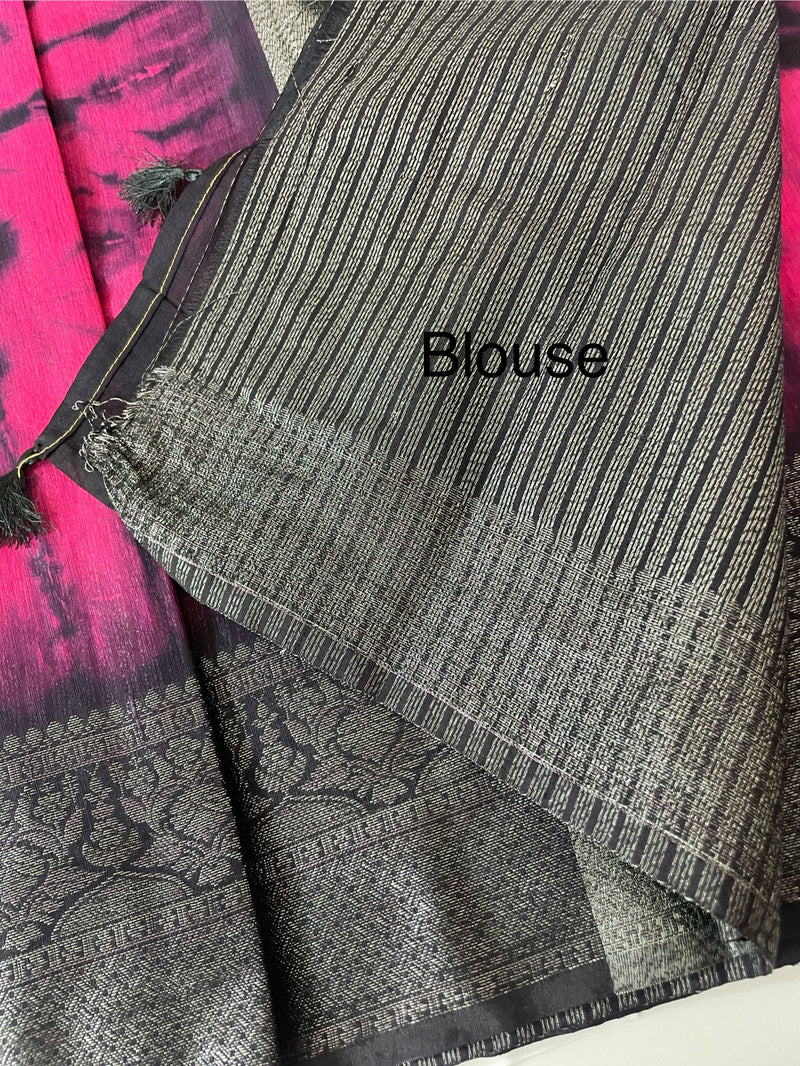 Tie & Dye semi silk sarees  MSS9876