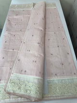 Mul chanderi cotton saree with organza applique borders MSH212 - PastelPink
