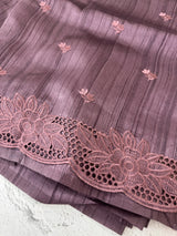 Blended tussar saree with cutwork - MSHK679 Mauve