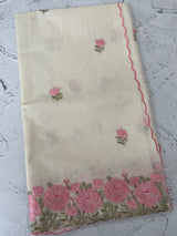 Mul chanderi embriodery saree with scalloped borders MSH176