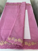 Soft organza saree with turkish applique borders- MCW735