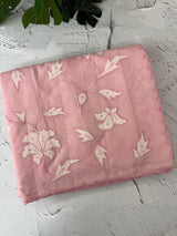 Mul chanderi applique work saree  MSH146 PastelPeachy Pink