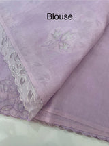 Mul chanderi saree with applique borders MSH112 Lavender