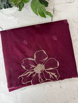 Organza saree with embroidery borders MOS4765 Wine