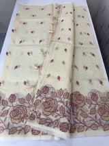 Moonga checks Applique work saree  FSF188