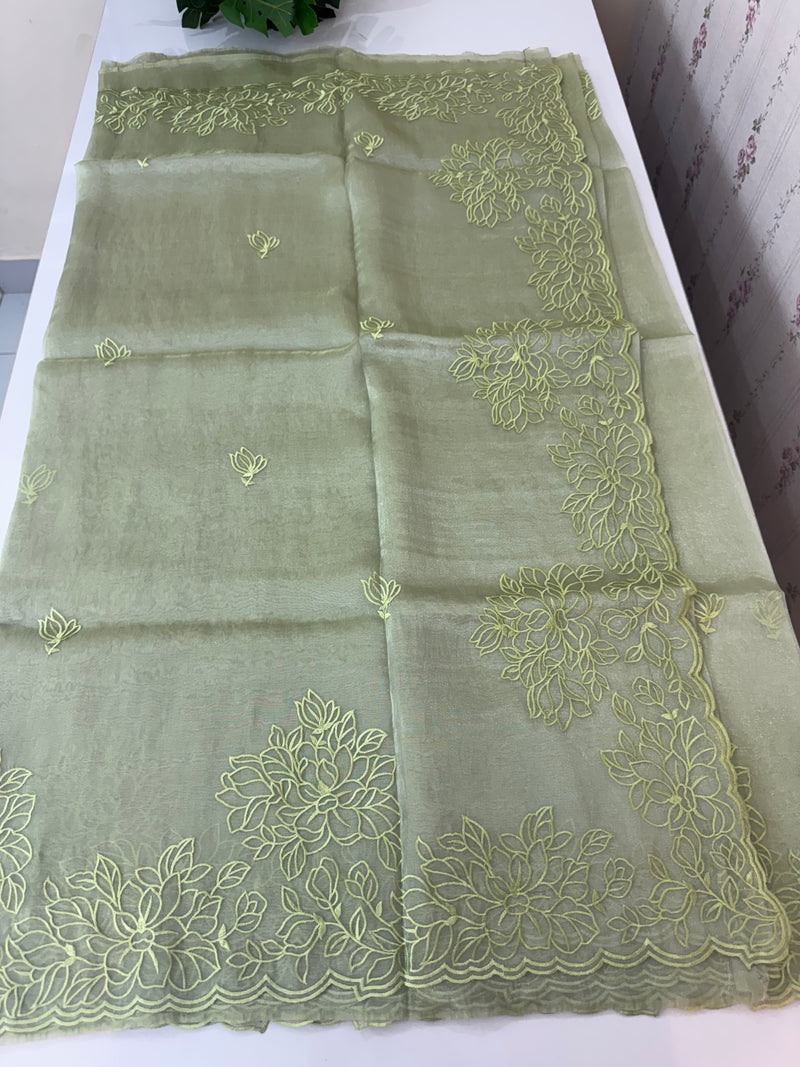 Tissue Organza saree MS14051- DuskyGreen