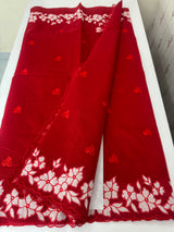 Kota Moonga checks Applique work saree  MSH141- Red