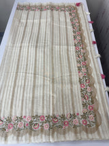 Mul chanderi saree with embriodery & zari lines MSH272