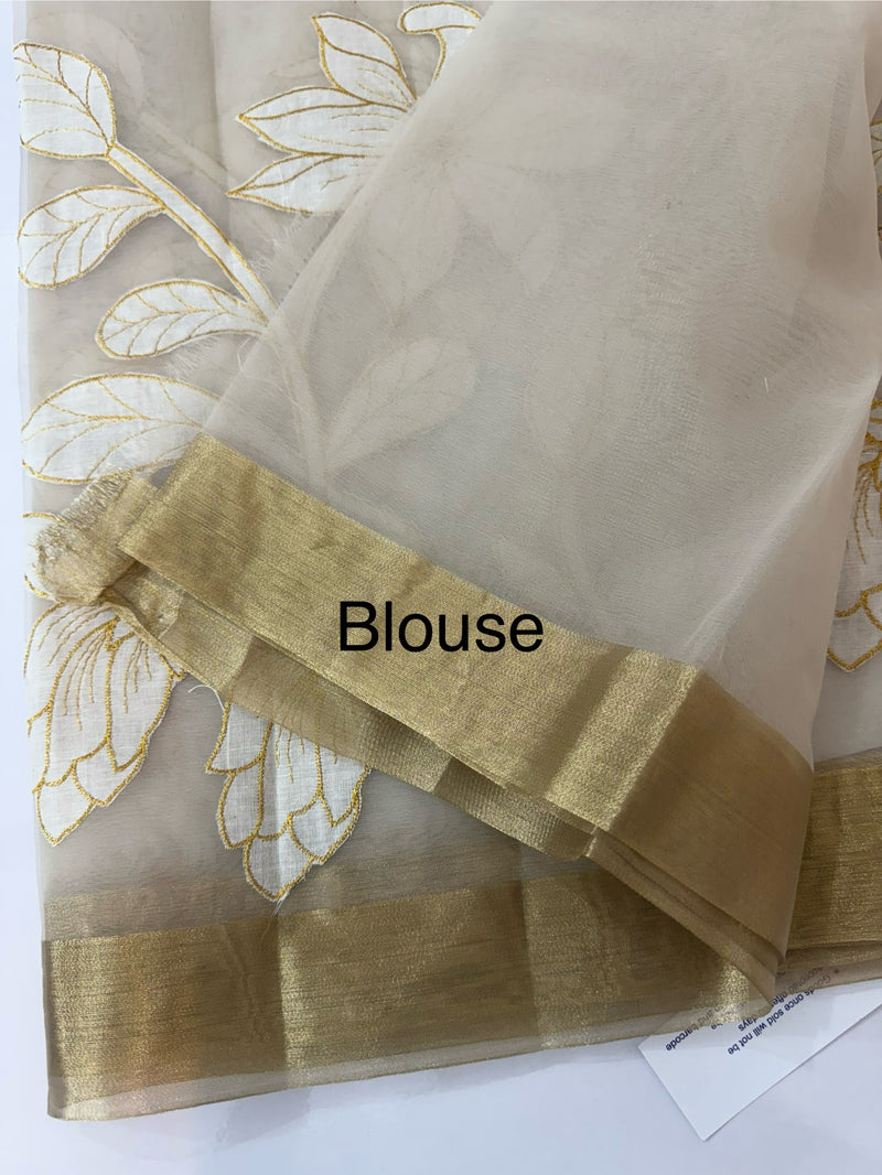 Banarasi Organza saree with applique work MS4532