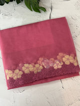 Soft organza saree with turkish applique borders- MCW735