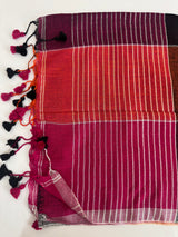 Checks semi Linen Saree MS8654