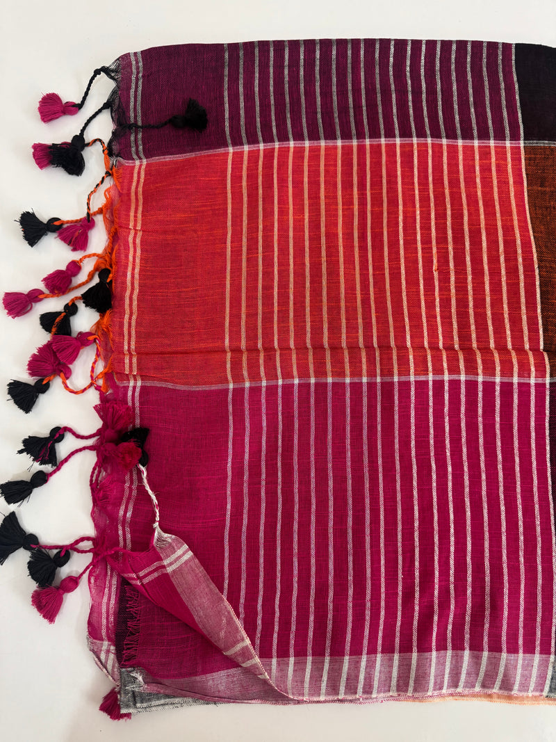Checks semi Linen Saree MS8654