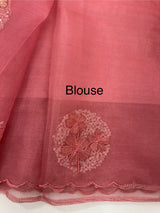 Organza saree with embroidery - MSH375 DarkPink