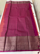 Checks Semi kanchi silk saree with blouse MBS7859
