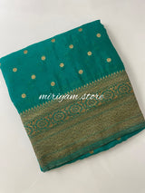 Semi banarasi Khaddi Georgette saree (Design 3) - MKGS124 - TealGreen