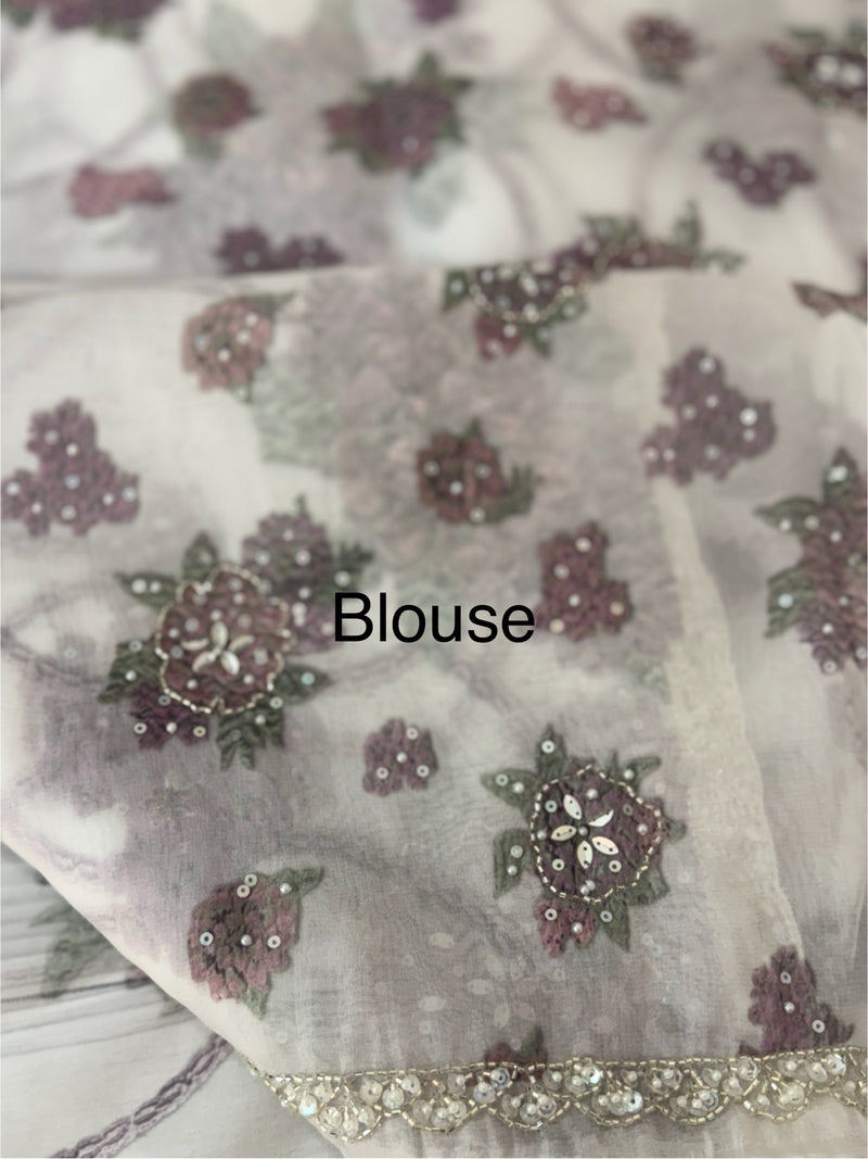 Handworked chiffon Organza saree MCS4534