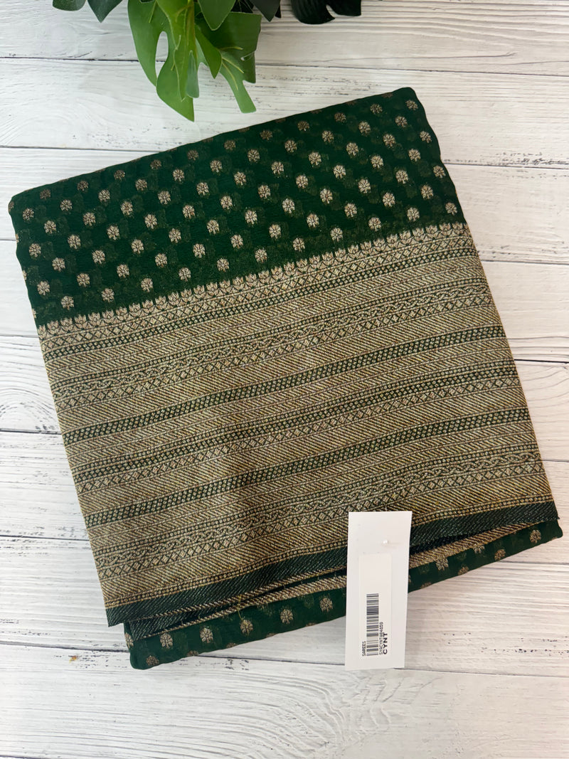 Semi banarasi Khaddi Georgette saree - MS1476 BottleGreen