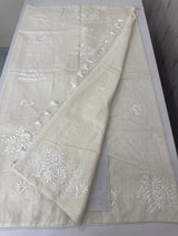 Mul chanderi chikankari embriodery saree MSH291 (3) Offwhite