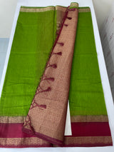 Semi Jute silk sarees with contrast pallu & blouse MJL392