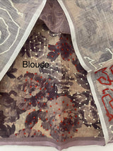 Tissue linen saree with digital prints and knot embroidery MLS3901