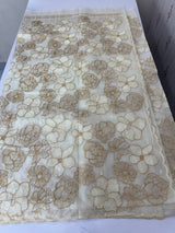 Semi organza saree with thread work - MSH910 Offwhite