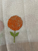 Tissue linen saree with embroidery MSL845