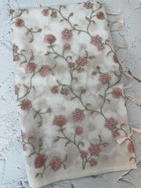 White Supernet saree with embroidery MSH153