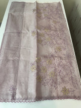 Tissue Silk applique work saree MSH120 Lilac