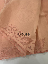 Moonga checks saree with Net Applique borders  MSH157 Peach