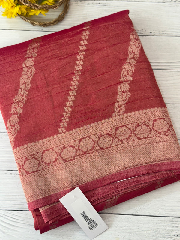 Banarasi crush georgette saree- MS1341 Deep PinkRed