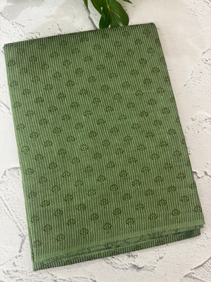 Bhagalpuri printed tussar silk saree with block printed pallu & blouse MTSS1407 ForestGreen