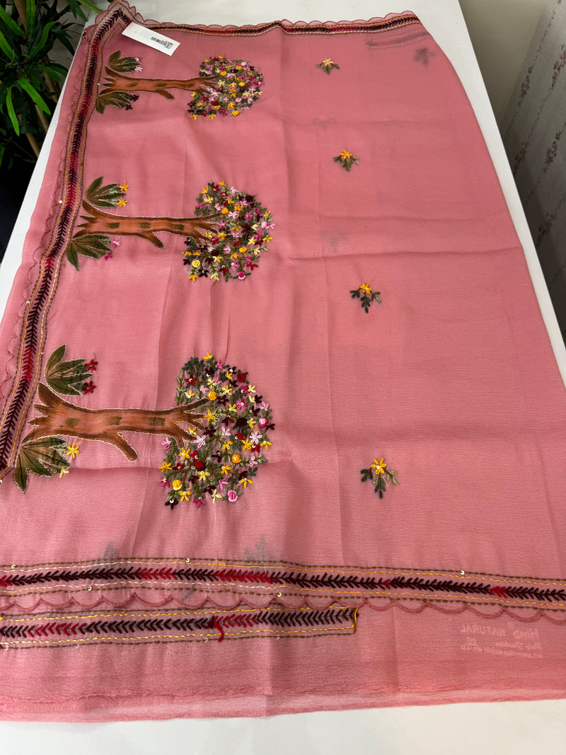 Crush organza-georgette saree with Kanta embriodery MS9761 Pink