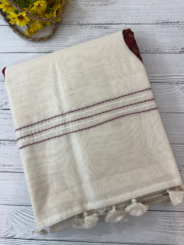 Soft Chanderi viscose silk saree with applique work MS1802