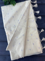 Mul chanderi saree with embriodery MSH114 - Pastel Lavender flowers