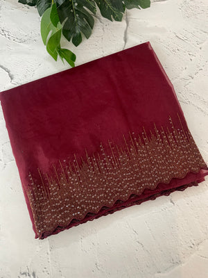 Semi Organza saree with embroidery borders - MSH296