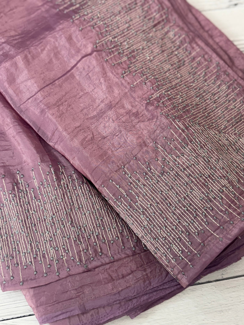 Crush Organza embroidery saree MS9740 Faded Wine