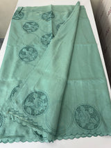 Tussar chanderi cutwork saree MSTC121 GreenBlue
