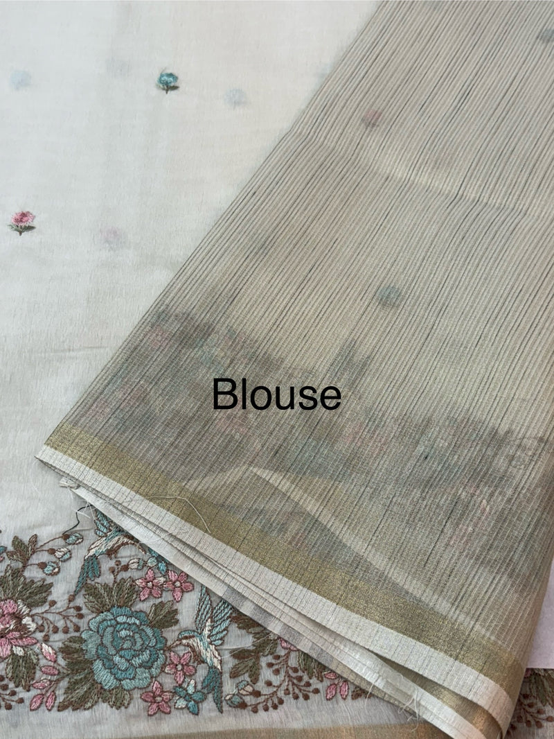 Chanderi viscose silk saree with embroidery MS98544