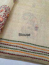 Semi chanderi saree kanta embriodery MSF590 - Cream