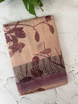 Pure printed tussar silk saree with blouse- MTSB7