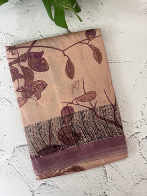 Pure printed tussar silk saree with blouse- MTSB7