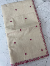 Chanderi Tissue silk saree with scalloped borders - MNM222 (thin lines)