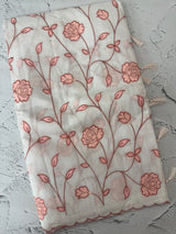 Mul cotton applique work saree with scalloped borders MSH166