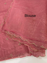 Soft crush Organza saree with embroidery and applique work MS14764