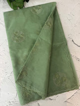 Organza saree with embroidery - MSH375 DustyGreen